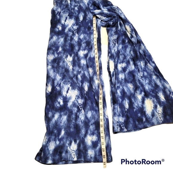 INC Blue And White Tie Dye Wide Leg V-Neck Jumpsuit With Pockets Size Small - Picture 6 of 7